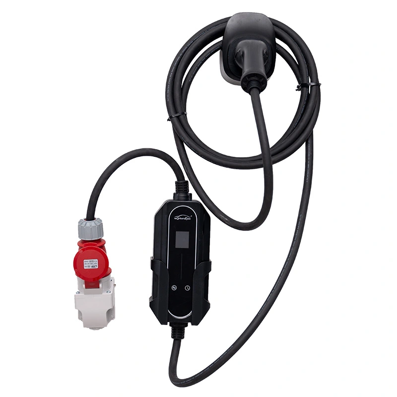 Cargador portátil de CA EV de 7kW con carcasa acrílica para carga doméstica y exterior